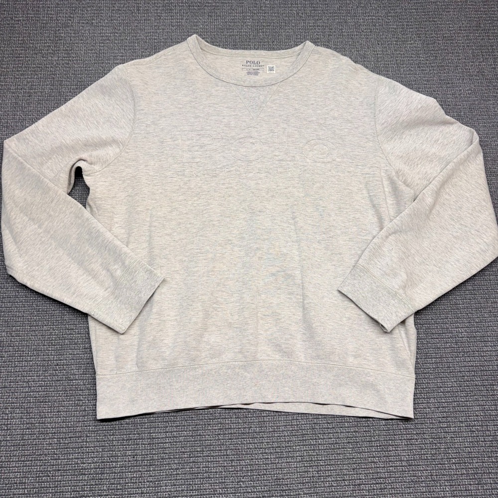Polo Ralph Lauren Mens Gray Heather Embossed Logo Crewneck Sweatshirt Large